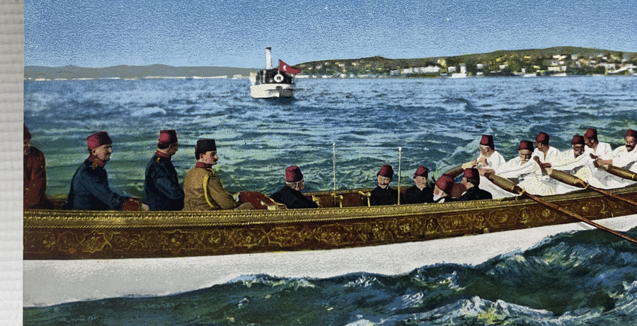 SALTANAT KAYIĞINDA MEHMED REŞAD HAN VE ENVER PAŞA GÖRSELLİ OSMANLI KARTPOSTAL