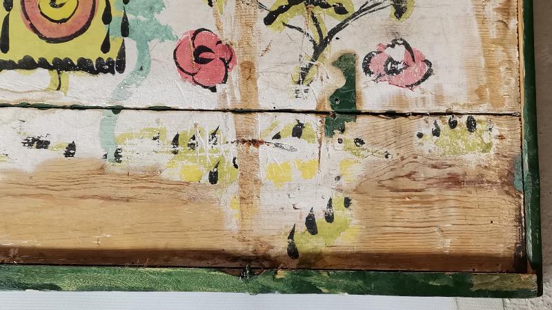 OSMANLI DÖNEMİ TOKAT İŞİ 1909 TARİHLİ EL BOYAMA SANDIK KAPAĞI