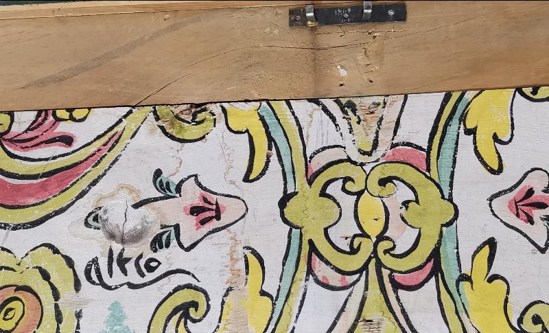 OSMANLI DÖNEMİ TOKAT İŞİ 1909 TARİHLİ EL BOYAMA SANDIK KAPAĞI