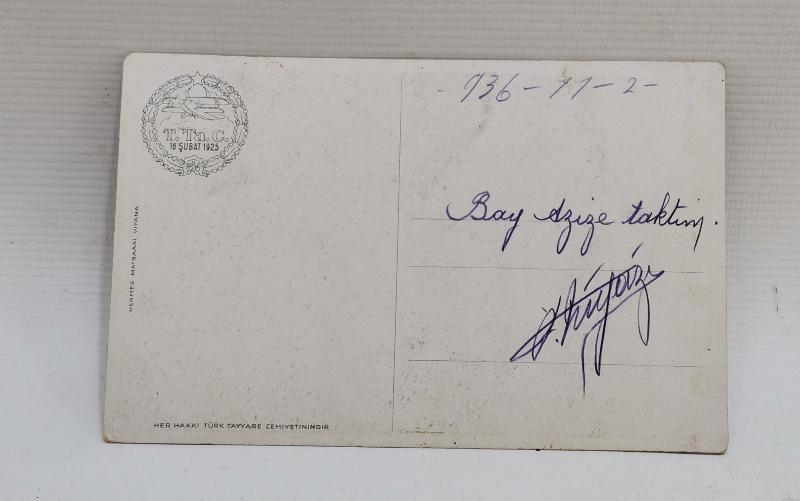 TÜRK TAYYARE CEMİYETİ MAREŞAL MUSTAFA KEMAL ATATÜRK KARTPOSTALI