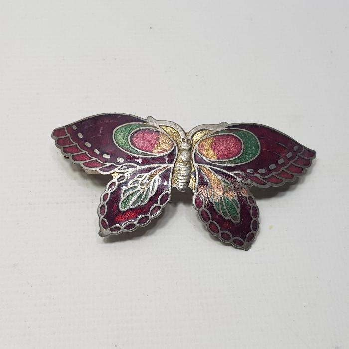 MİNELİ KELEBEK FORMLU ANTİKA SAÇ TOKASI