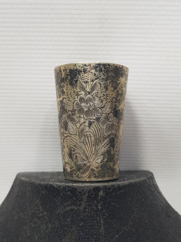 OSMANLI DÖNEMİ RUM İŞİ KALEM İŞÇİLİKLİ GÜMÜŞ BARDAK