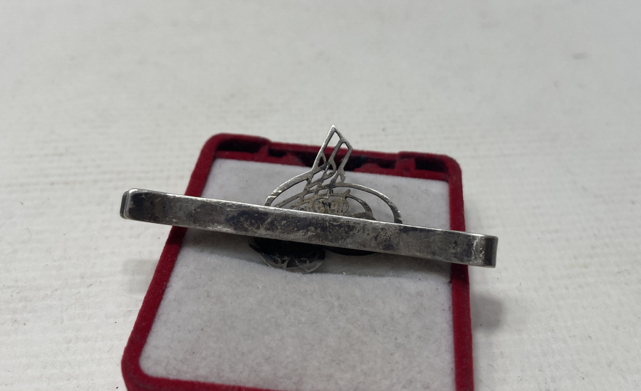 ANTİKA ÖZEL YAPIM TUĞRALI GÜMÜŞ KRAVAT İĞNESİ