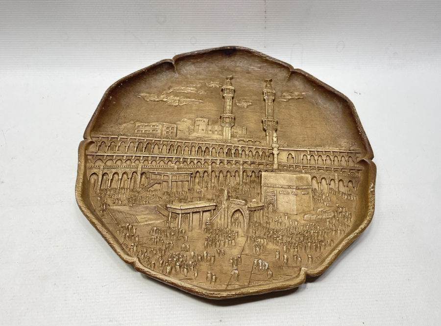 KABE-İ ŞERİF GÖRSELLİ ANTİKA AHŞAP PANO