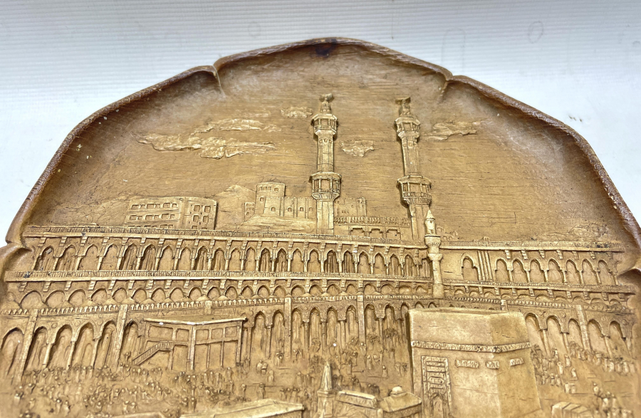 KABE-İ ŞERİF GÖRSELLİ ANTİKA AHŞAP PANO