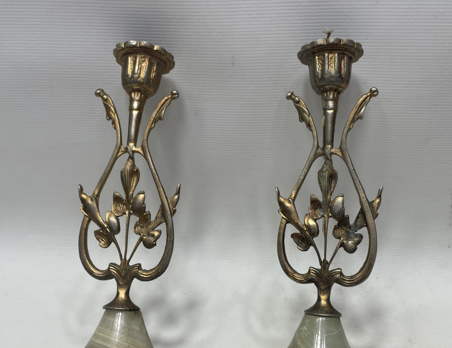 MERMER APLİKLİ ANTİKA ÇİFT MUMLUK