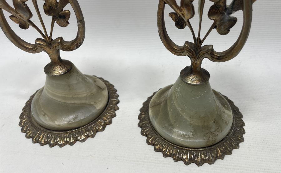 MERMER APLİKLİ ANTİKA ÇİFT MUMLUK