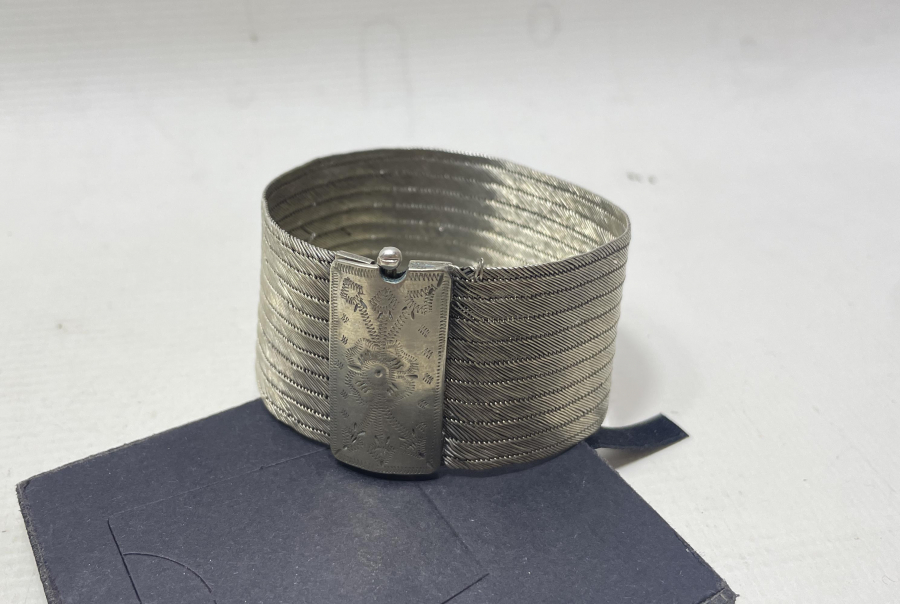 SAF GÜMÜŞTEN MAMUL EL YAPIMI ANTİKA TRABZON İŞİ HASIR ÖRME BİLEZİK