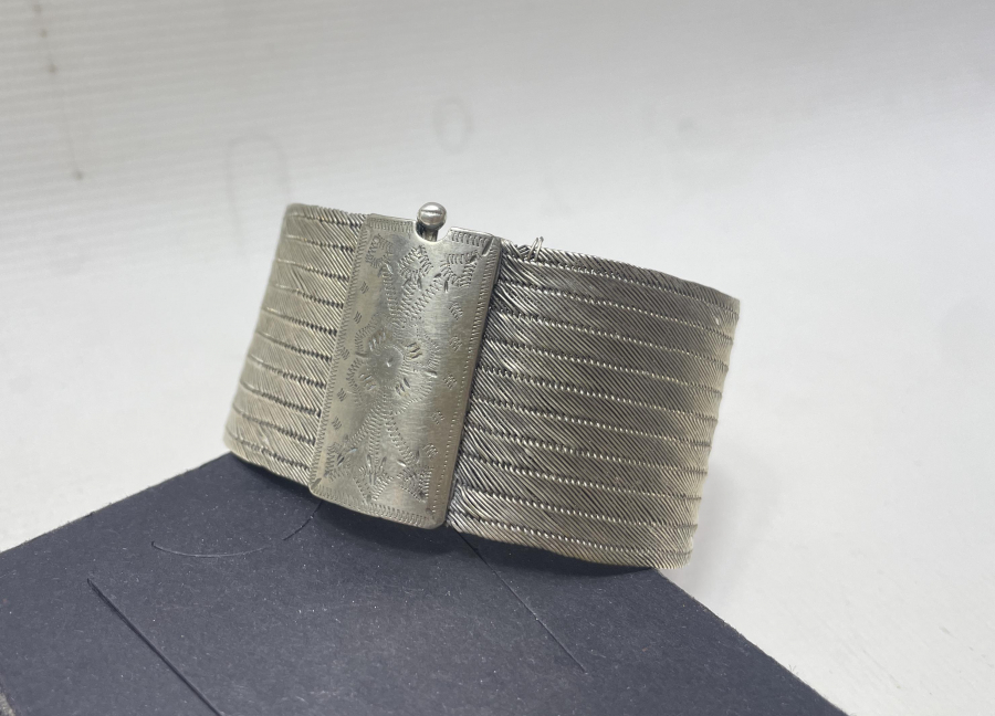 SAF GÜMÜŞTEN MAMUL EL YAPIMI ANTİKA TRABZON İŞİ HASIR ÖRME BİLEZİK