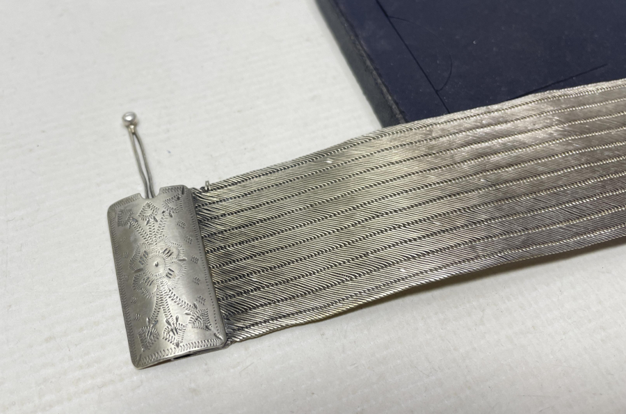 SAF GÜMÜŞTEN MAMUL EL YAPIMI ANTİKA TRABZON İŞİ HASIR ÖRME BİLEZİK