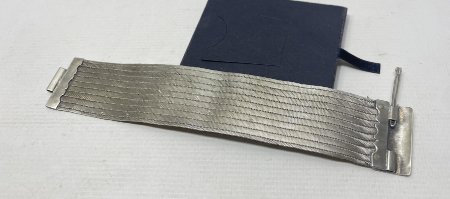 SAF GÜMÜŞTEN MAMUL EL YAPIMI ANTİKA TRABZON İŞİ HASIR ÖRME BİLEZİK