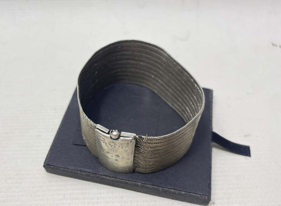 SAF GÜMÜŞTEN MAMUL EL YAPIMI ANTİKA TRABZON İŞİ HASIR ÖRME BİLEZİK