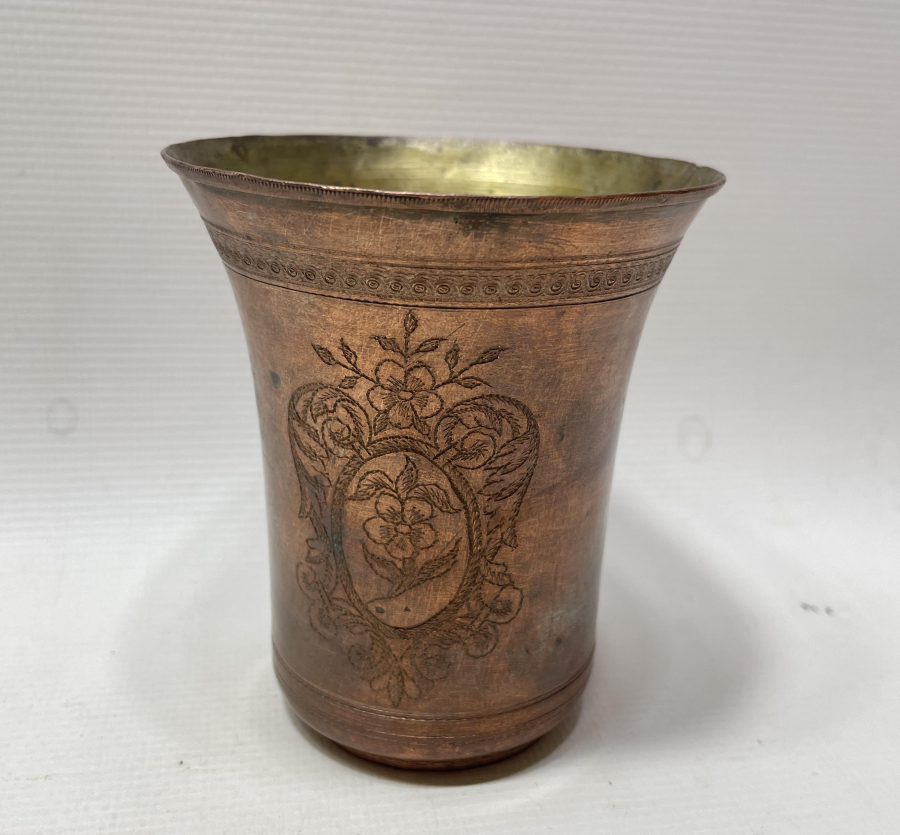 ÜZERİ KALEM İŞÇİLİKLİ OSMANLI DÖNEMİ SÜLEYMANİYE DAMGALI ŞERBET BARDAĞI