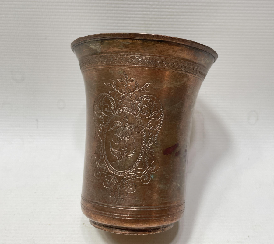 ÜZERİ KALEM İŞÇİLİKLİ OSMANLI DÖNEMİ SÜLEYMANİYE DAMGALI ŞERBET BARDAĞI