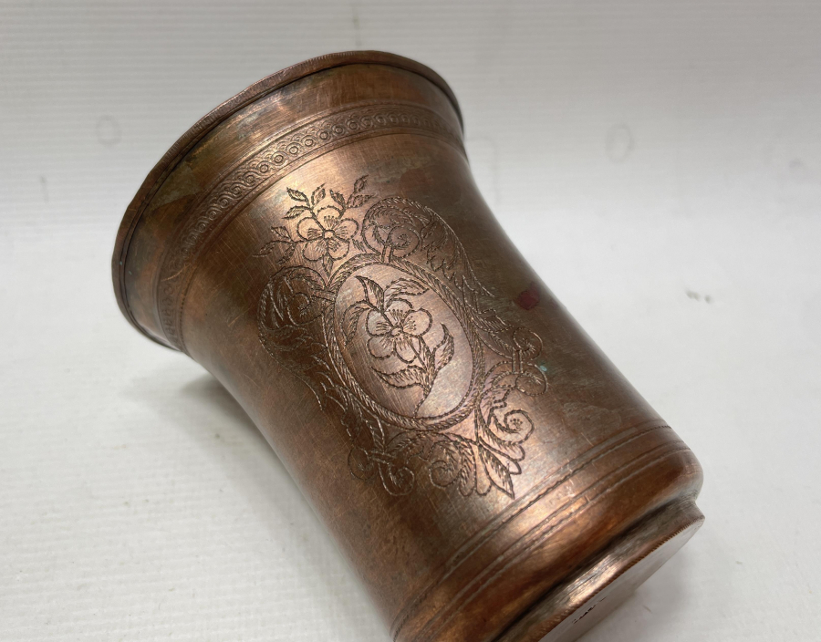 ÜZERİ KALEM İŞÇİLİKLİ OSMANLI DÖNEMİ SÜLEYMANİYE DAMGALI ŞERBET BARDAĞI