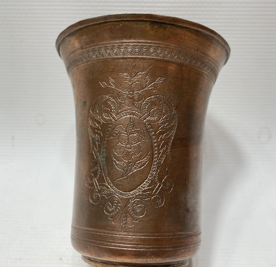 ÜZERİ KALEM İŞÇİLİKLİ OSMANLI DÖNEMİ SÜLEYMANİYE DAMGALI ŞERBET BARDAĞI