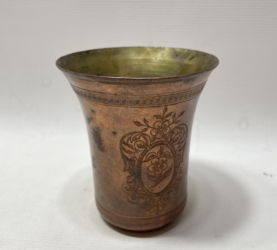 ÜZERİ KALEM İŞÇİLİKLİ OSMANLI DÖNEMİ SÜLEYMANİYE DAMGALI ŞERBET BARDAĞI