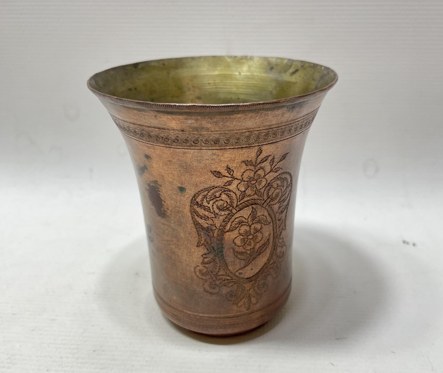 ÜZERİ KALEM İŞÇİLİKLİ OSMANLI DÖNEMİ SÜLEYMANİYE DAMGALI ŞERBET BARDAĞI