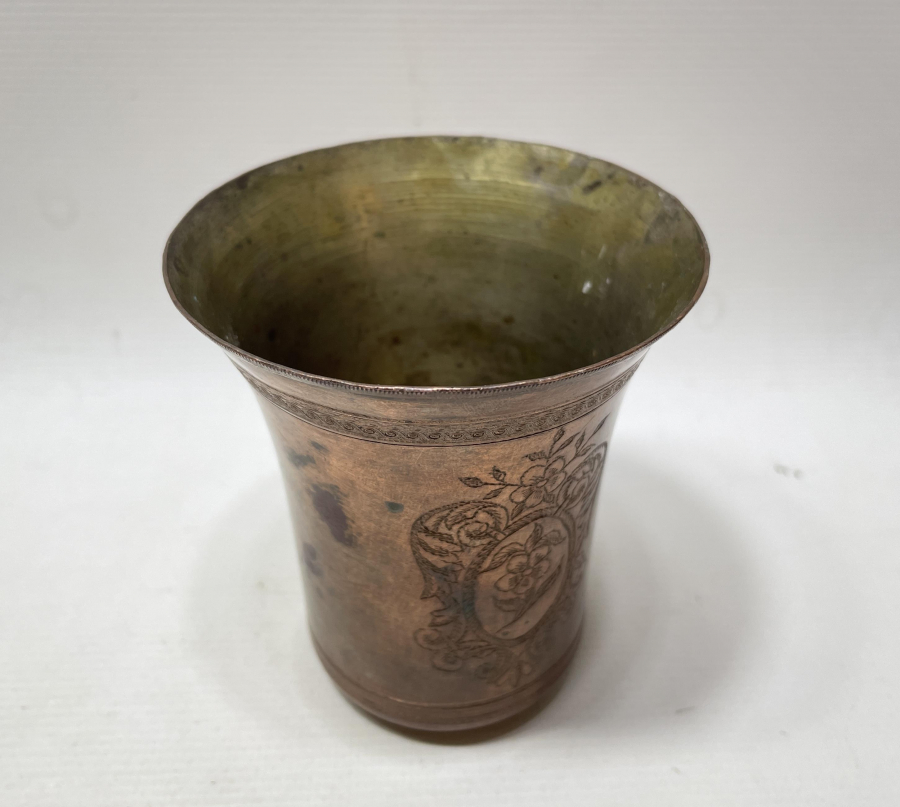 ÜZERİ KALEM İŞÇİLİKLİ OSMANLI DÖNEMİ SÜLEYMANİYE DAMGALI ŞERBET BARDAĞI