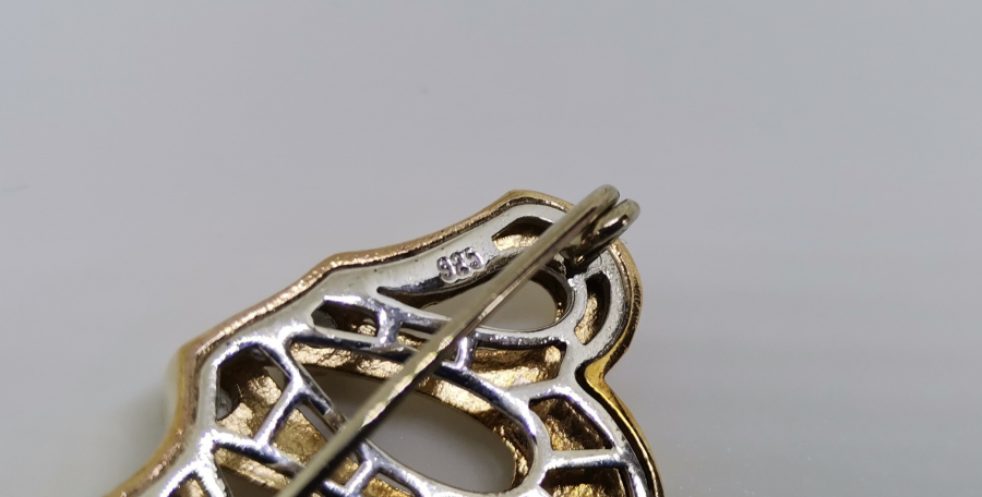 MARGAZİT TAŞLI ALLAH YAZILI GÜMÜŞ BROŞ