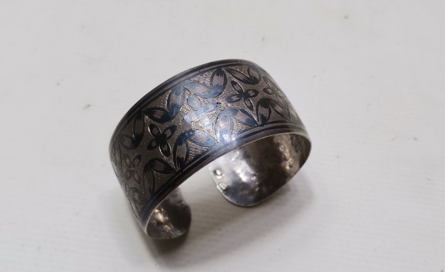 OSMANLICA VAN DAMGALI OSMANLI DÖNEMİ ERMENİ USTA YAPIMI SAVATLI GÜMÜŞ BİLEZİK