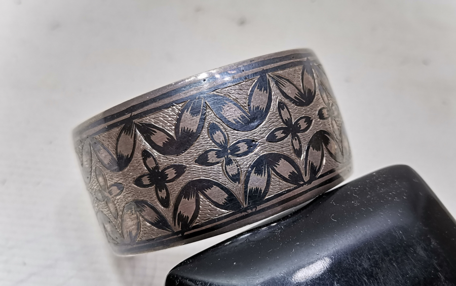 OSMANLICA VAN DAMGALI OSMANLI DÖNEMİ ERMENİ USTA YAPIMI SAVATLI GÜMÜŞ BİLEZİK