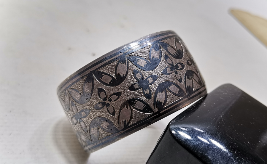 OSMANLICA VAN DAMGALI OSMANLI DÖNEMİ ERMENİ USTA YAPIMI SAVATLI GÜMÜŞ BİLEZİK