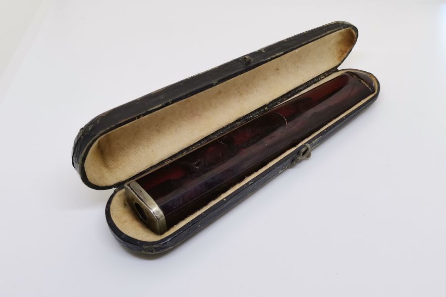 OSMANLI DÖNEMİ ORJİNAL KUTUSUNDA ÇOK NADİR BÜYÜK BOY ATEŞ KEHRİBARI AĞIZLIK