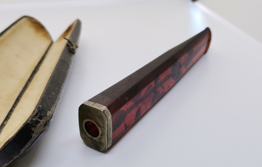 OSMANLI DÖNEMİ ORJİNAL KUTUSUNDA ÇOK NADİR BÜYÜK BOY ATEŞ KEHRİBARI AĞIZLIK