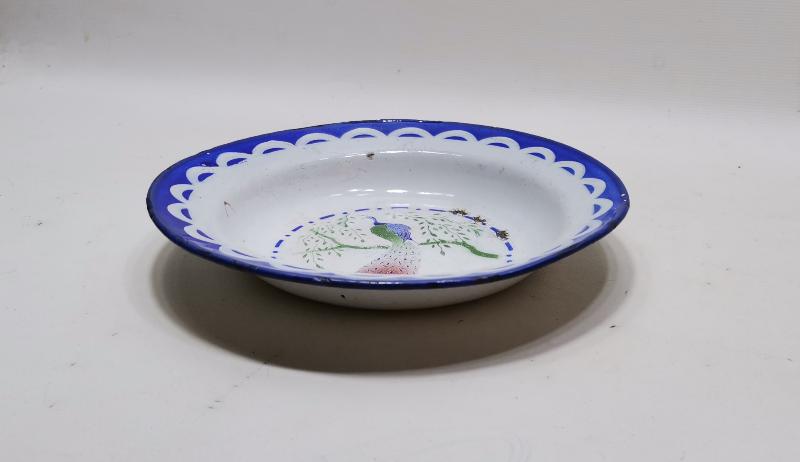 OSMANLI DÖNEMİ TAVUSKUŞU RESİMLİ EMAYE TABAK