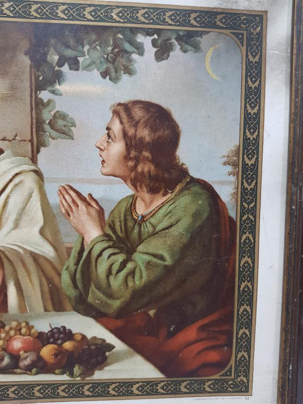 1911 TARİHLİ HAZRETİ İSA GÖRSELLİ HIRİSTİYAN DİNİ GRAVÜR DUVAR PANOSU