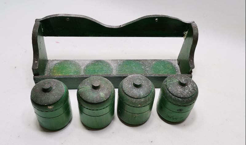 ANTİKA KÖY İŞİ AHŞAP TUZLUK BAHARATLIK TAKIMI 