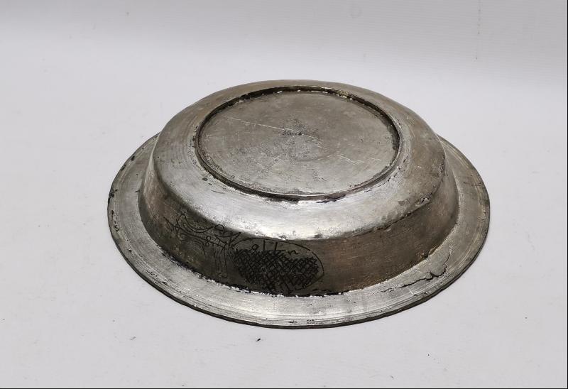 OSMANLI DÖNEMİ ÜZERİNDE 5 ADET YAZI BULUNAN ÇOK NADİR YENİÇERİ BAKIR TABAK