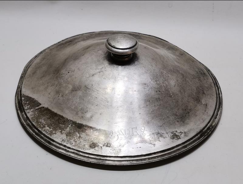 OSMANLICA ANKARA PALAS YAZILI GÜMÜŞ KAPLAMA TENCERE KAPAĞI