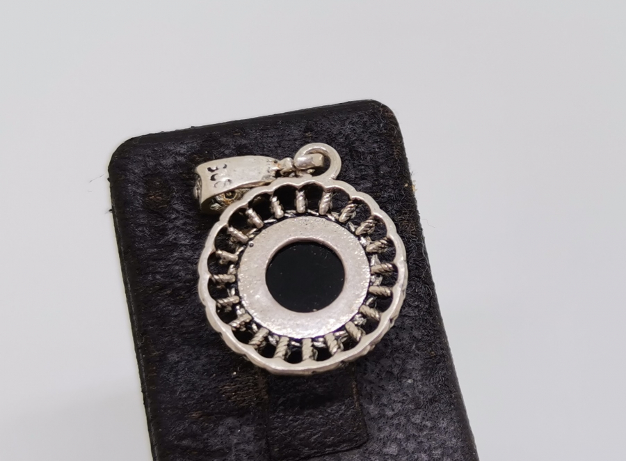 SİYAH AKİK GÜMÜŞ KOLYE UCU