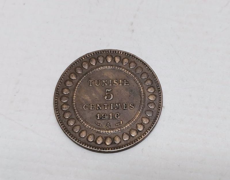 1916 TARİHLİ SÖMÜRGE DÖNEMİ TUNUS 5 CENTIMES