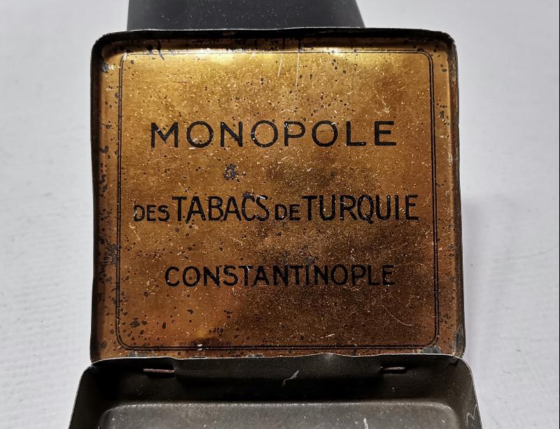 CONSTANTINOPLE - OSMANLICA VE FRANSIZCA YAZILI TENEKE SİGARA KUTUSU