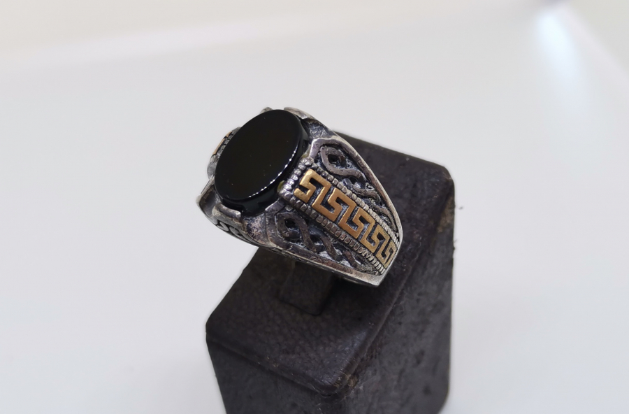 DOĞAL TAŞLI GÜMÜŞ ERKEK YÜZÜĞÜ