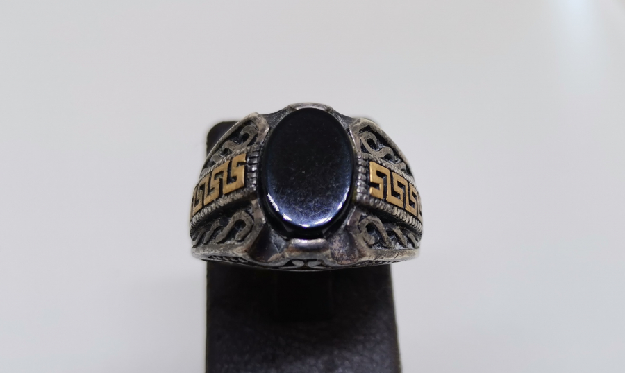 DOĞAL TAŞLI GÜMÜŞ ERKEK YÜZÜĞÜ