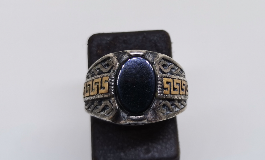 DOĞAL TAŞLI GÜMÜŞ ERKEK YÜZÜĞÜ