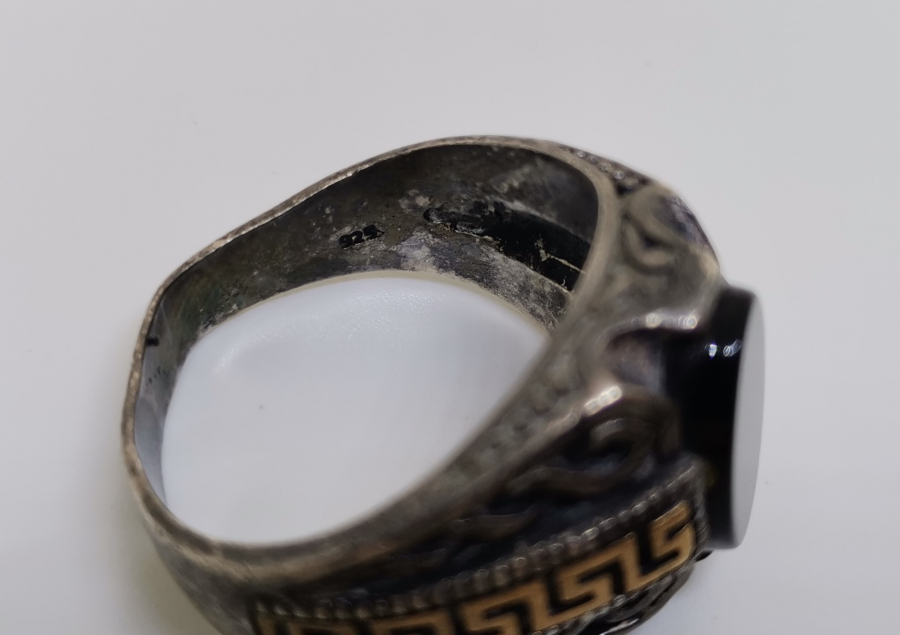 DOĞAL TAŞLI GÜMÜŞ ERKEK YÜZÜĞÜ