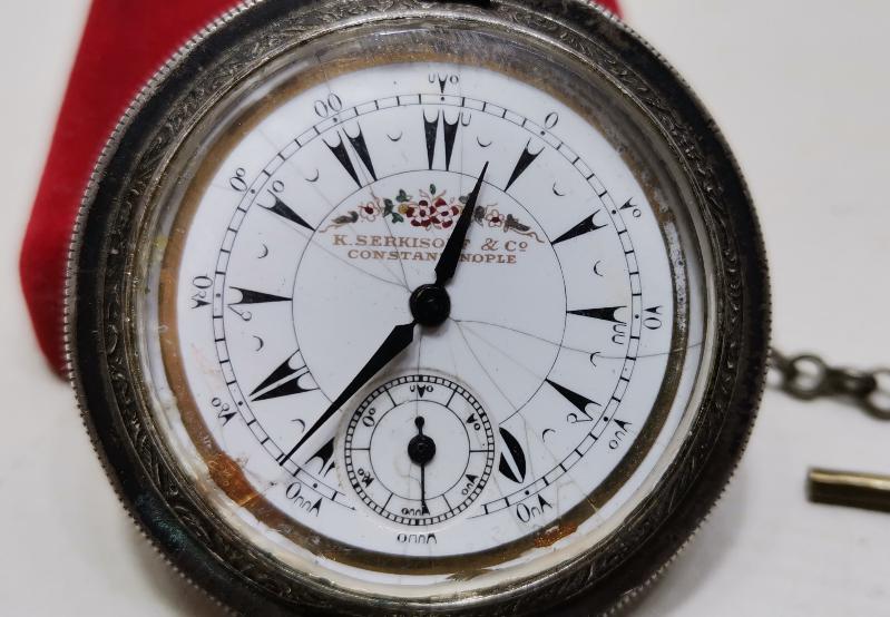 SERKISOF CONSTANTINOPLE YAZILI GÜMÜŞ KASA OSMANLI CEP SAATİ 