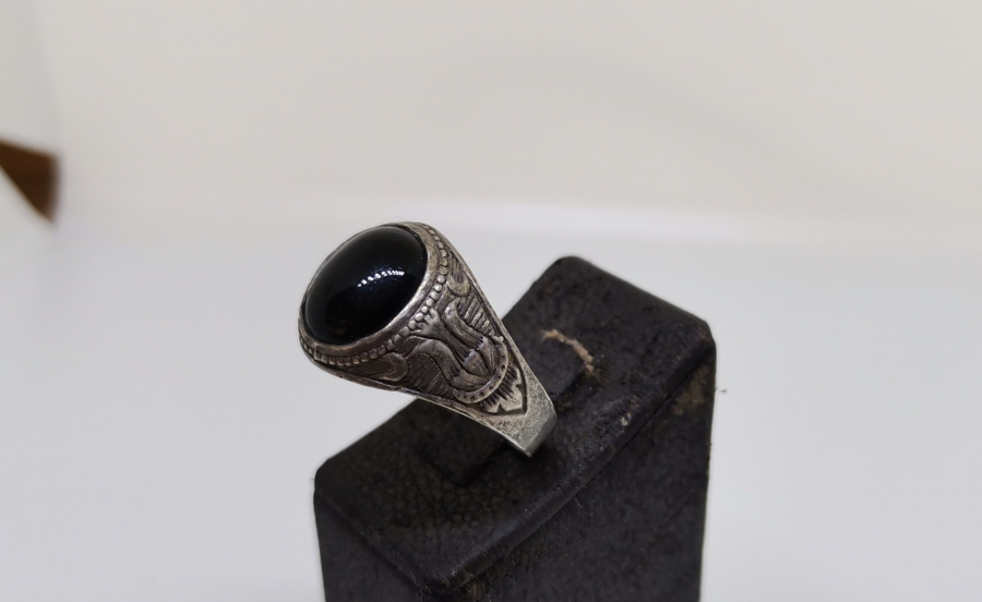 SİYAH AKİK GÜMÜŞ ERKEK YÜZÜĞÜ