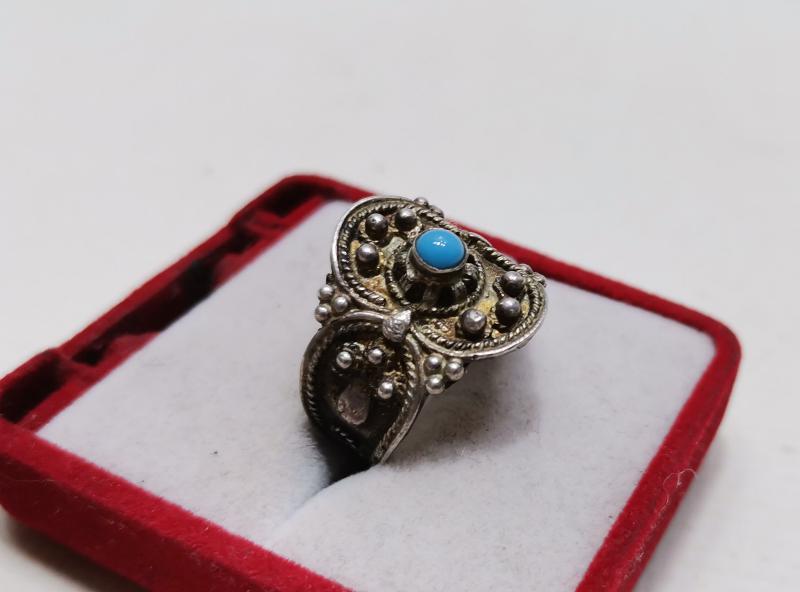 TÜRKUAZ TAŞLI OTANTİK GÜMÜŞ YÜZÜK