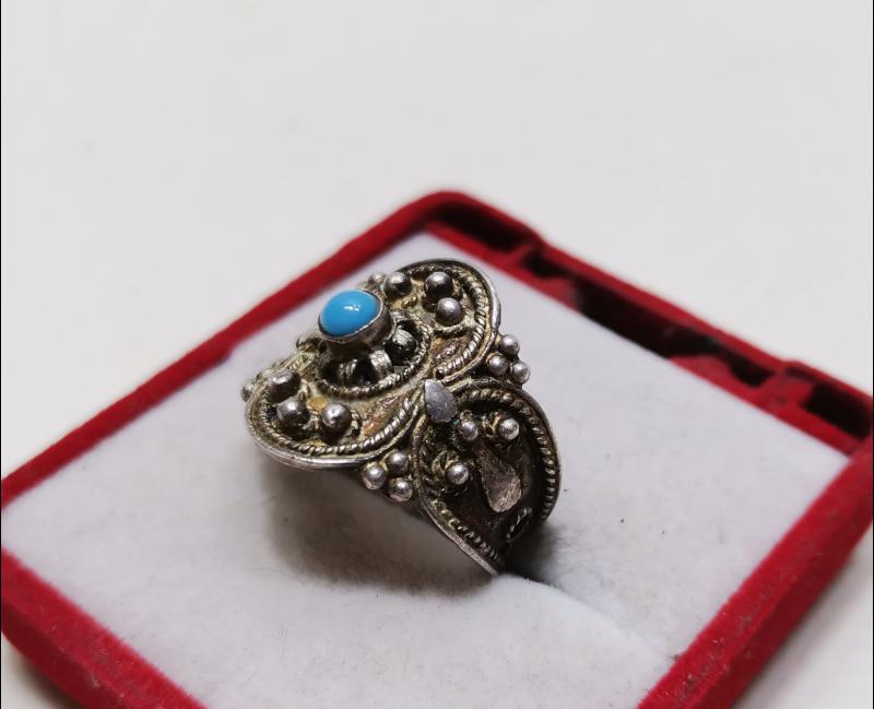 TÜRKUAZ TAŞLI OTANTİK GÜMÜŞ YÜZÜK