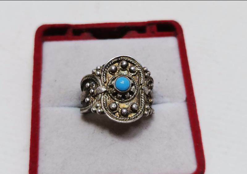 TÜRKUAZ TAŞLI OTANTİK GÜMÜŞ YÜZÜK