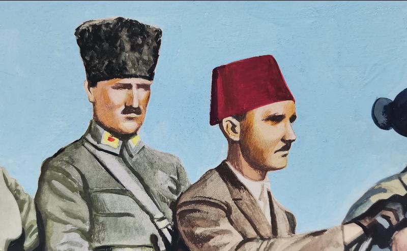 1922 ATATÜRK ERKANIYLA BİRLİKTE İZMİR'E GİRERKEN RESİM