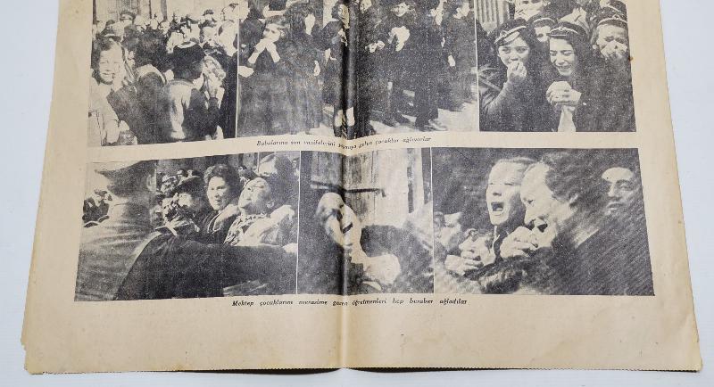 20 KASIM 1938 TARİHLİ ATATÜRK'ÜN VEFAT VE YAS HABERLERİ KONULU TAN GAZETESİ