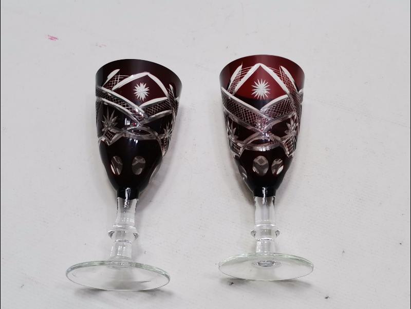 ANTİKA ÇEKOSLOVAK KRİSTAL BOHEM BİR ÇİFT KADEH