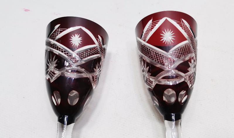 ANTİKA ÇEKOSLOVAK KRİSTAL BOHEM BİR ÇİFT KADEH